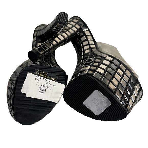 PLEASER SKY-301MR Mirrored Tile Platform Slide Sandals Size 5 FLAWED - Picture 4 of 13
